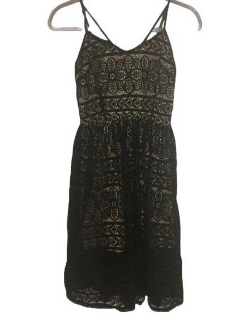 Xhilaration Black Lace Dress layered sleeveless adjustable Size Small READ